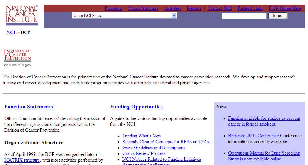 DCP Website 2001 Redesign